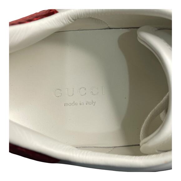 Gucci Ace Bee Sneakers Size 38 White Leather Red/Green Snake Heel w/ Box, Extras - Picture 8 of 16